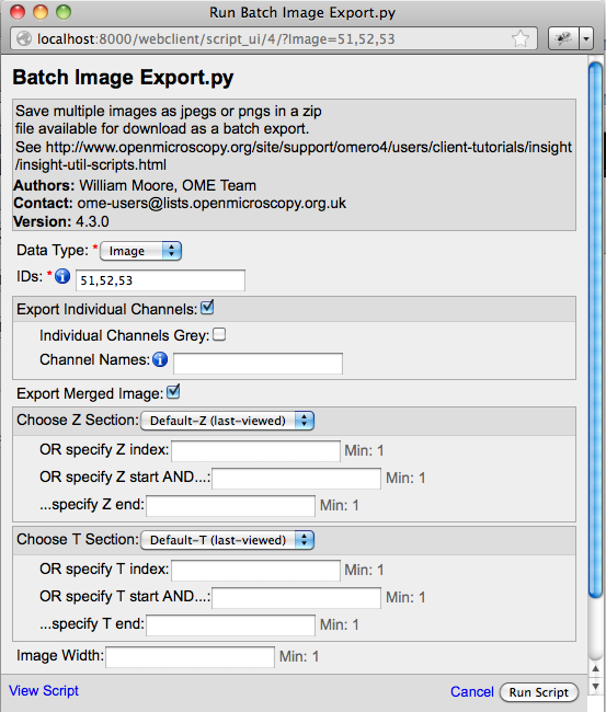 Batch Image Export Script UI